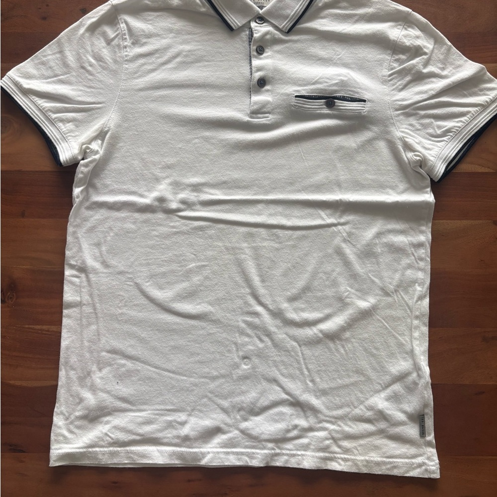 Ted Baker White Polo Shirt with Black Accents